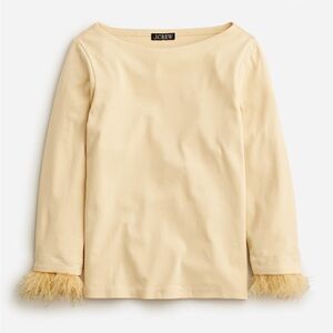 J Crew Feather Trim Long Leave Shirt Sz. Med EUC